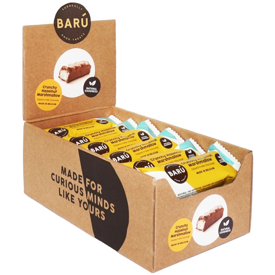 Barú Crunchy Hazelnut mælkechokolade-skumfidus bar 30 g - 18 stk. i æske