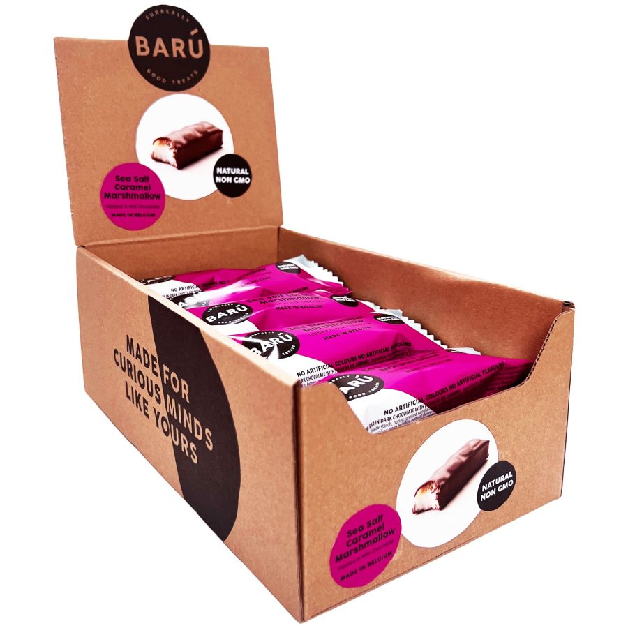 Barú Havsalt & Karamel mælkechokolade-skumpudebar 30g - Æske 18 stk.