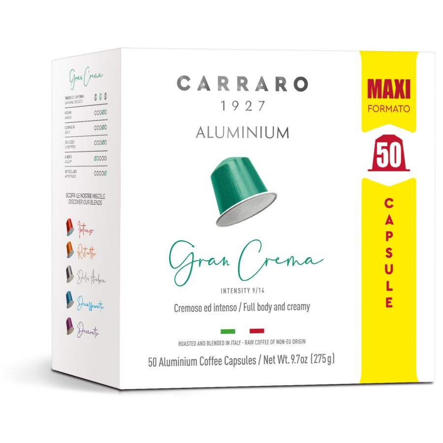 Carraro 1927 Gran Crema Nespresso Compatible Coffee Capsules 50 pcs