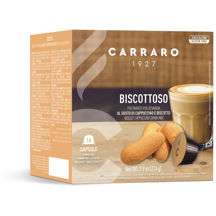 Carraro 1927 Biscottoso Cappuccino Dolce Gusto®-kompatible kaffekapsler, 16 stk.