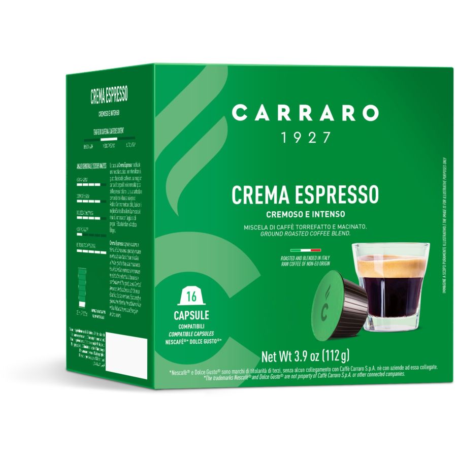 Carraro 1927 Crema Espresso Dolce Gusto® Compatible Coffee Capsules, 16 pcs