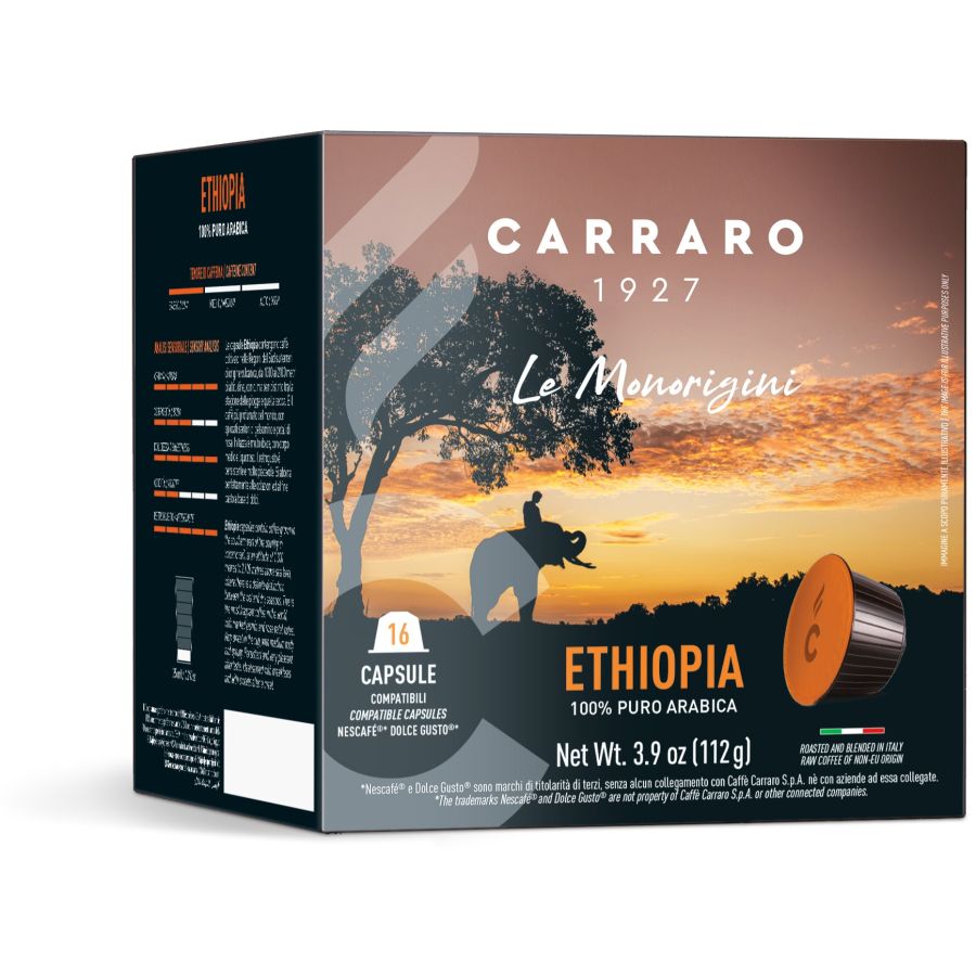 Carraro 1927 Ethiopi Dolce Gusto®-kompatible kaffekapsler, 16 stk.