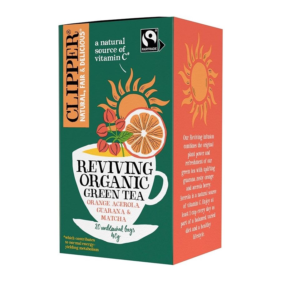 Clipper Organic Green Tea Reviving Orange, Acerola, Guarana & Matcha 20 teposer