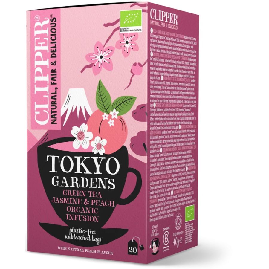 Clipper Tokyo Gardens Green Tea Jasmine & Peach Organic Infusion, 20 teposer