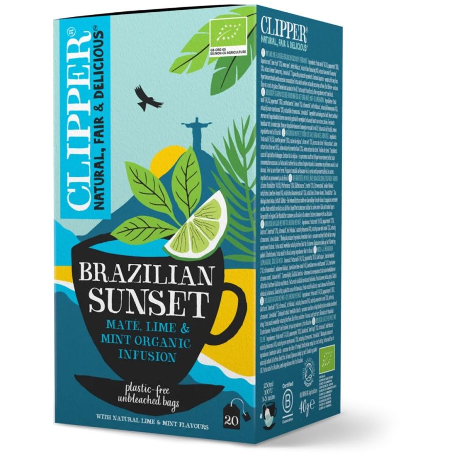 Clipper Brazilian Sunset Mate, Lime & Mint Organic Infusion, 20 teposer