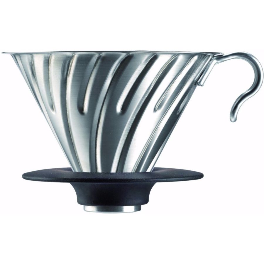 Hario V60 Steel Dripper størrelse 02 filterholder i stål med silikonebase