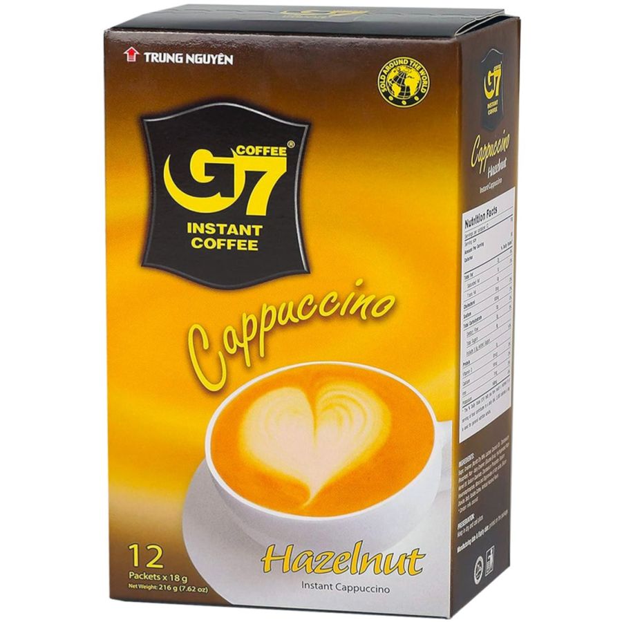 Trung Nguyen G7 Cappuccino Hazelnut instant kaffe 12 x 18 g portionsposer