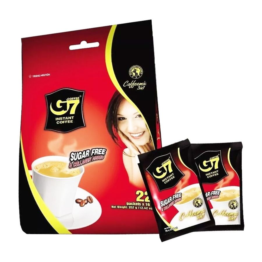 Trung Nguyen G7 Sugar Free + Collagen -instantkaffe 22 x 16 g portionspakker