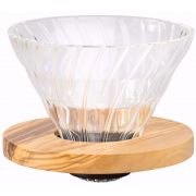 Hario Olive Wood V60 størrelse 01 filterholder i glas og oliventræ